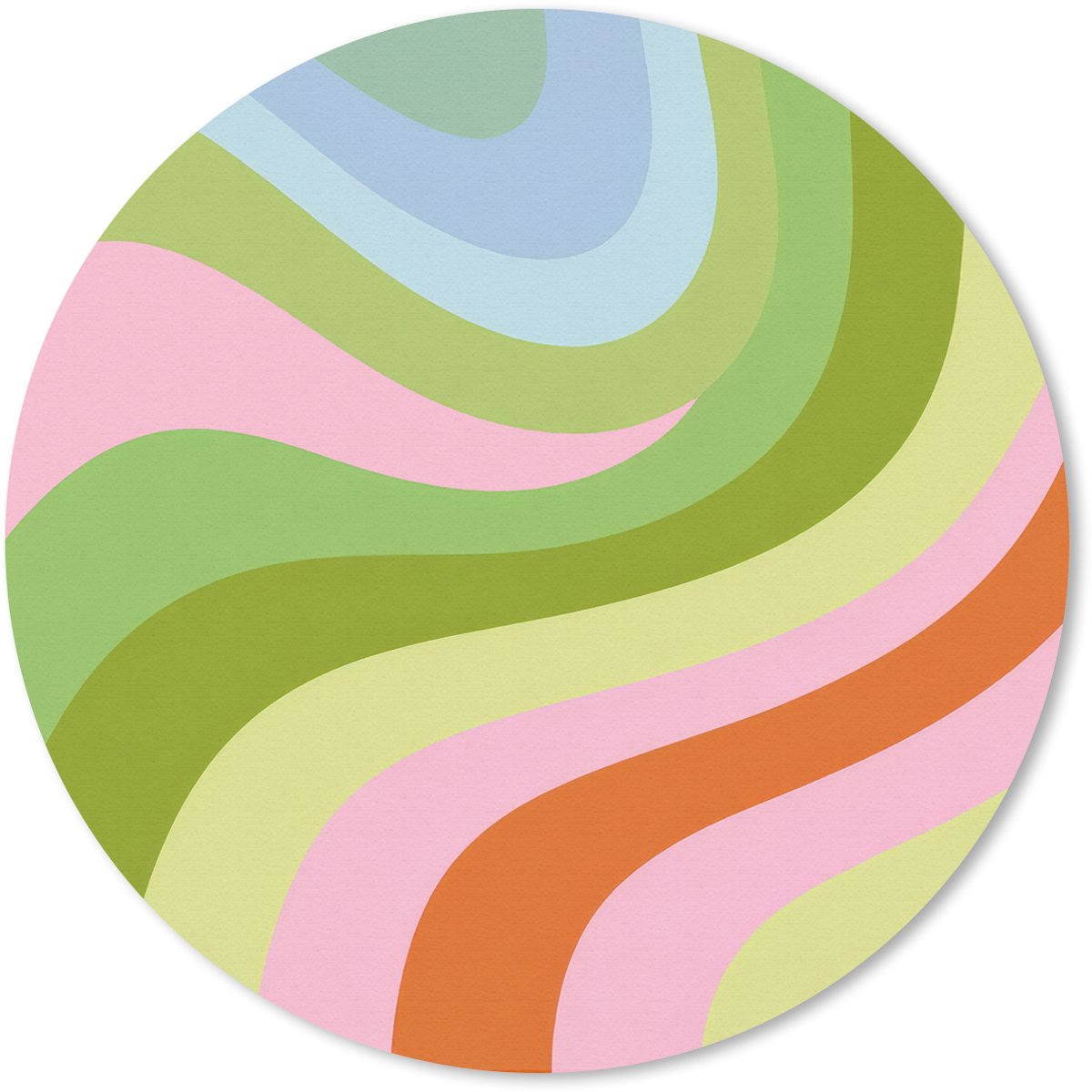 Muismat rond 30x30 cm - Mousepad Lijnen - Pasteltinten - Golvend - Ronde muismatten