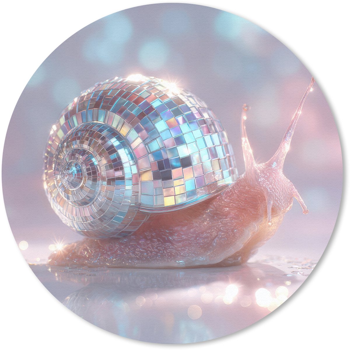 Muismat rond 50x50 cm - Mousepad Slak - Disco - Mozaïek - Blauw - Ronde muismatten