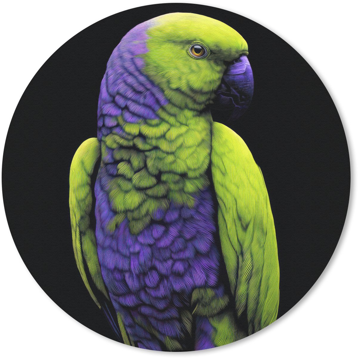 Muismat rond 30x30 cm - Mousepad Papegaai - Veren - Opvallend - Groen - Ronde muismatten