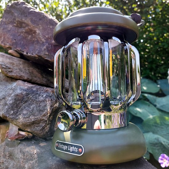 Led Campinglamp Donkergroen - Retro Kampeerlamp Oplaadbaar - Klassieke Lantaarn Tentlamp — afbeelding 5