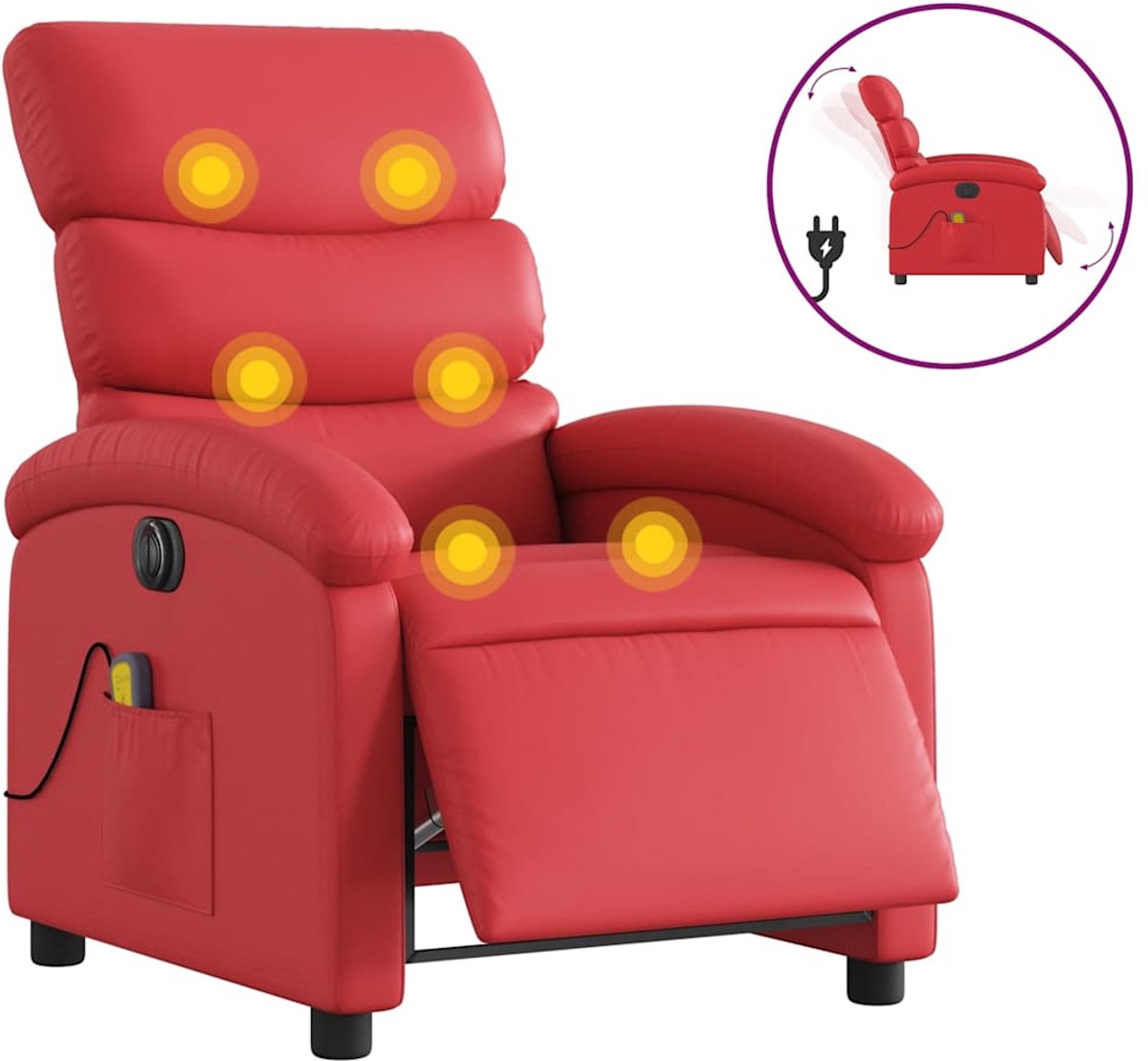 vidaXL Massagestoel - verstelbaar - elektrisch - kunstleer - rood