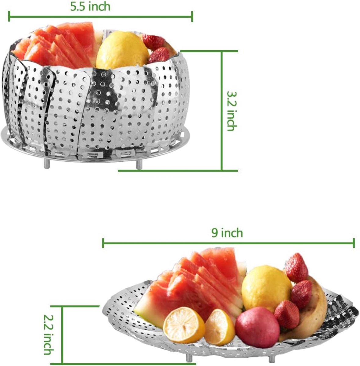 Kesurpae Panier à Vapeur Robuste En Acier Inoxydable 22.5 Cm - Support Cuisson Vapeur Sécurité Alimentaire