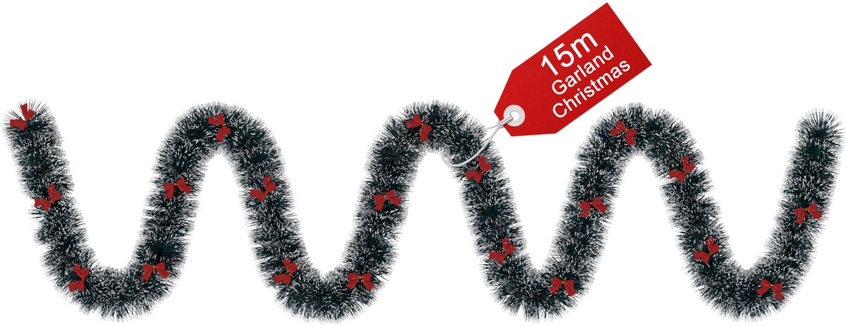 Aufun Dennenguirlande - 15 m - groen met witte randen - kerstguirlande voor kerstboom en deurversiering