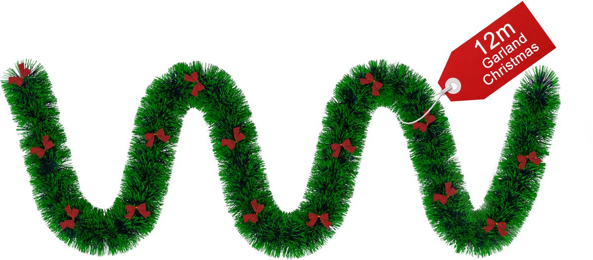 Aufun Dennenguirlande - 12 m - groen - kerstguirlande voor kerstboom en deurversiering