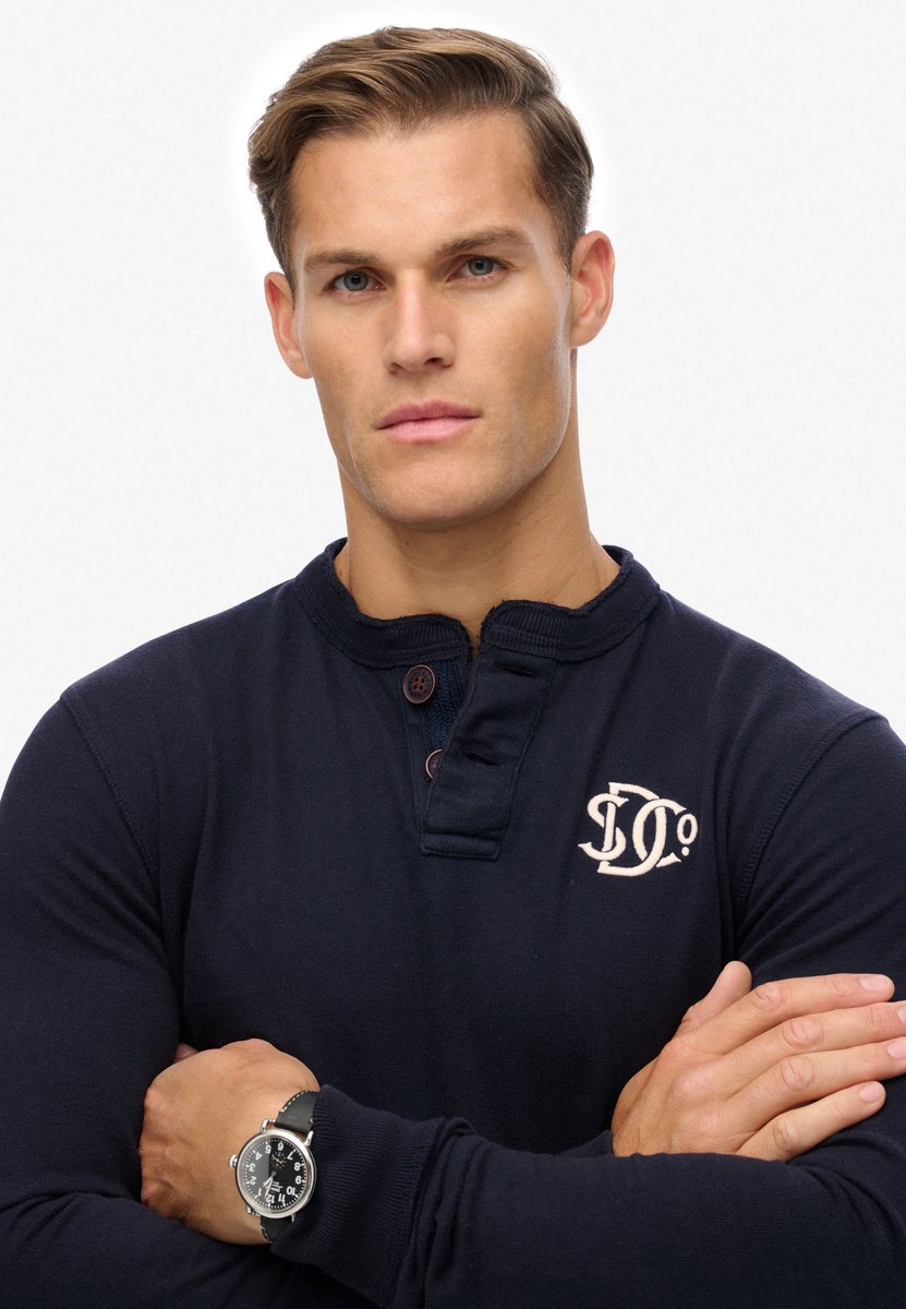 Superdry Vintage Athletic Grandad top Heren Tops Marineblauw