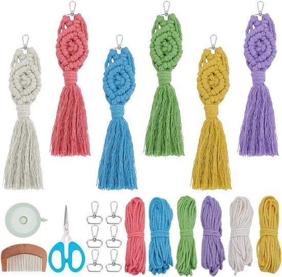 AOKSUNOVA Boho Macrame sleutelhanger sleutelhanger gevlochten armband roze koord cadeau voor vrouwen