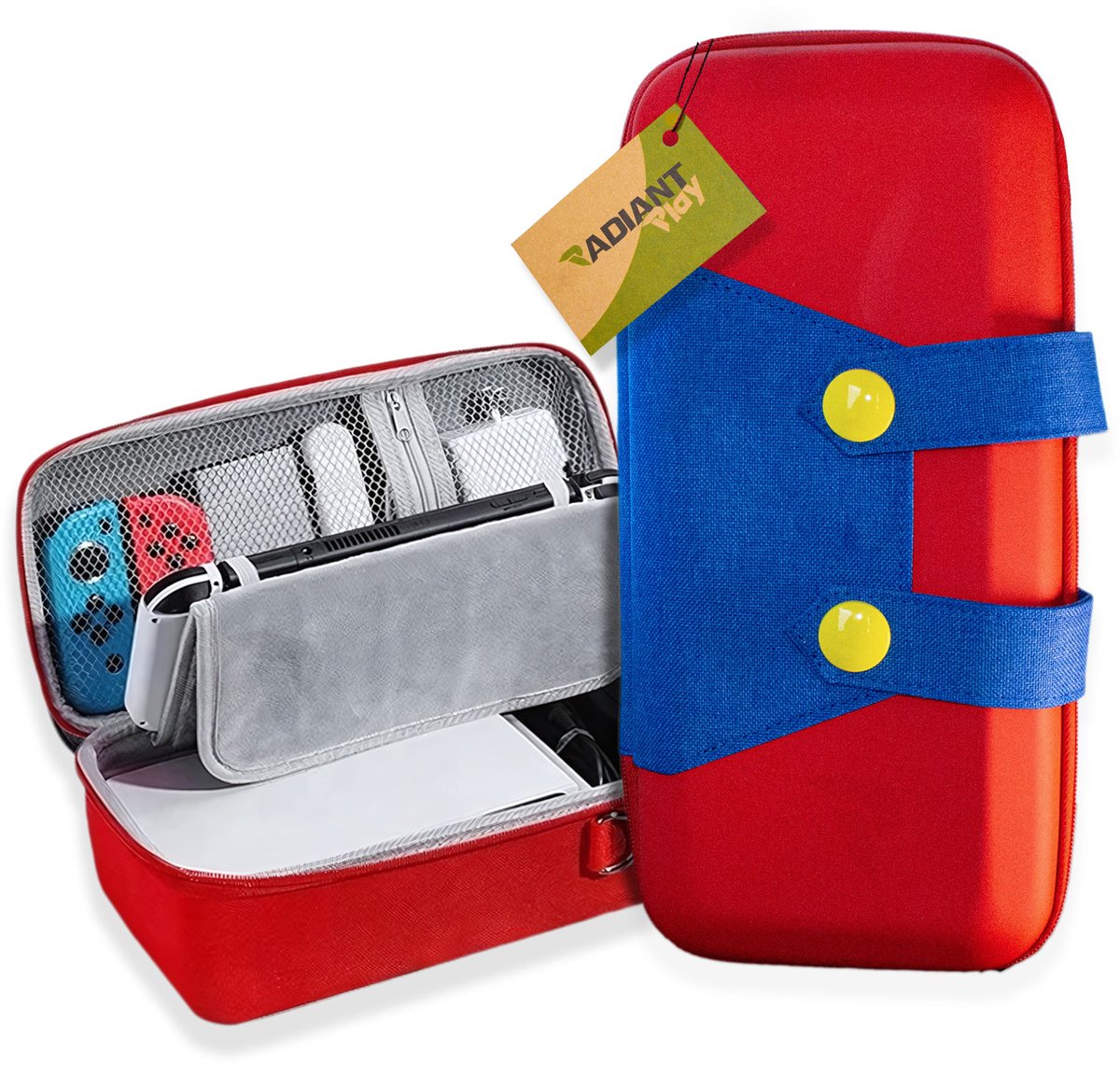 Radiant Play Hardcase Reistas voor Nintendo Switch 2 - Opbergtas voor Console, Dock, Oplader, Joy-Cons & 12 Games - Rood