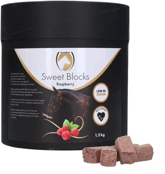 Excellent Horse Sweet Raspberry Blocks - Paardensnoepjes - Graanvrij - 1.2 kg - Paardenvoer - Paardenverzorging - Traktatie Paarden - Framboos Excellent Horse Sweet Raspberry Blocks - Paardensnoepjes - Graanvrij - 1.2 kg - Paardenvoer - Paardenverzorging - Traktatie Paarden - Framboos