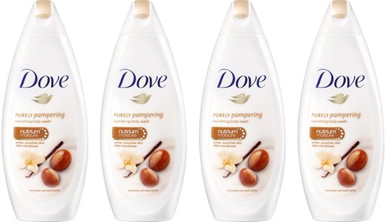 Gel douche Dove - Beurre de karité et vanille - 4 x 250 ml - Pack économique