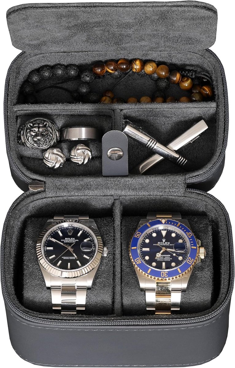 Reisetui voor 2 Horloges | Draagbare Horloge Organizer voor Mannen en Vrouwen | Bescherming voor Horloges Smartwatches Tot 50 mm