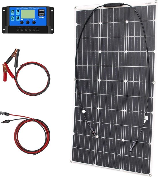 100W 12V Flexibel Zonnepaneel met Zonnelaadregelaar voor Off-grid Opladen