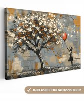 Peinture sur toile 120x80 cm - Décoration murale Arbre - Graffiti - Style Banksy - Balloon Girl - Décoration murale murale salon - Décoration chambre - Accessoires de chambre - Peintures