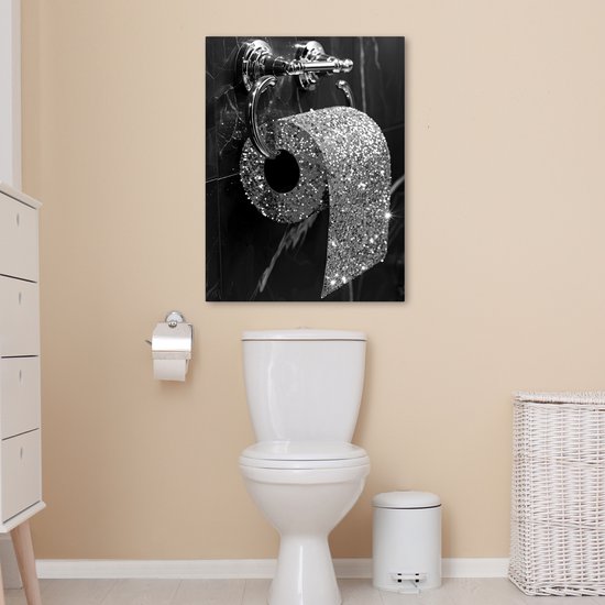 Grappige Kikker Op Toilet Canvas - Badkamer Muurkunst Zonder Lijst 20x30 Cm - Dierlijke Decoratie Met Humor