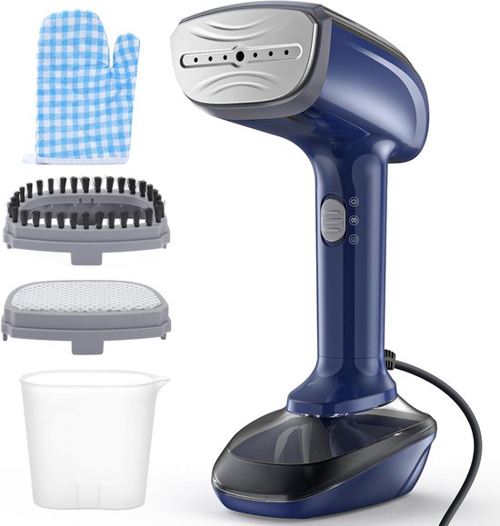 Qualiz® Kledingstomer PowerSteam Pro - Handstomer Kleding & Meubilair - 300ml - 2 Opzetborstels - Stoomapparaat - Strijkijzer - Kleding Stomer voor op Reis - Garment Steamer