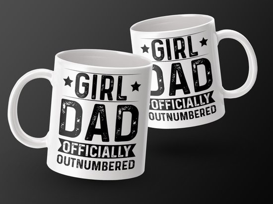 Mug « Papa de filles officiellement en minorité », cadeau Vaderdag , mug Nieuwe papa, papa de Filles, mug humoristique pour papa, mug Vaderdag