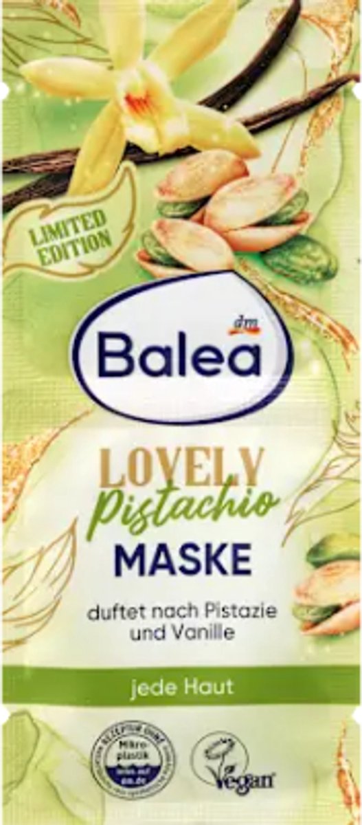 Balea Gezichtsmasker Lovely Pistachio | 1 stuk - Pistache & Vanille | Limited Edition - Crememasker