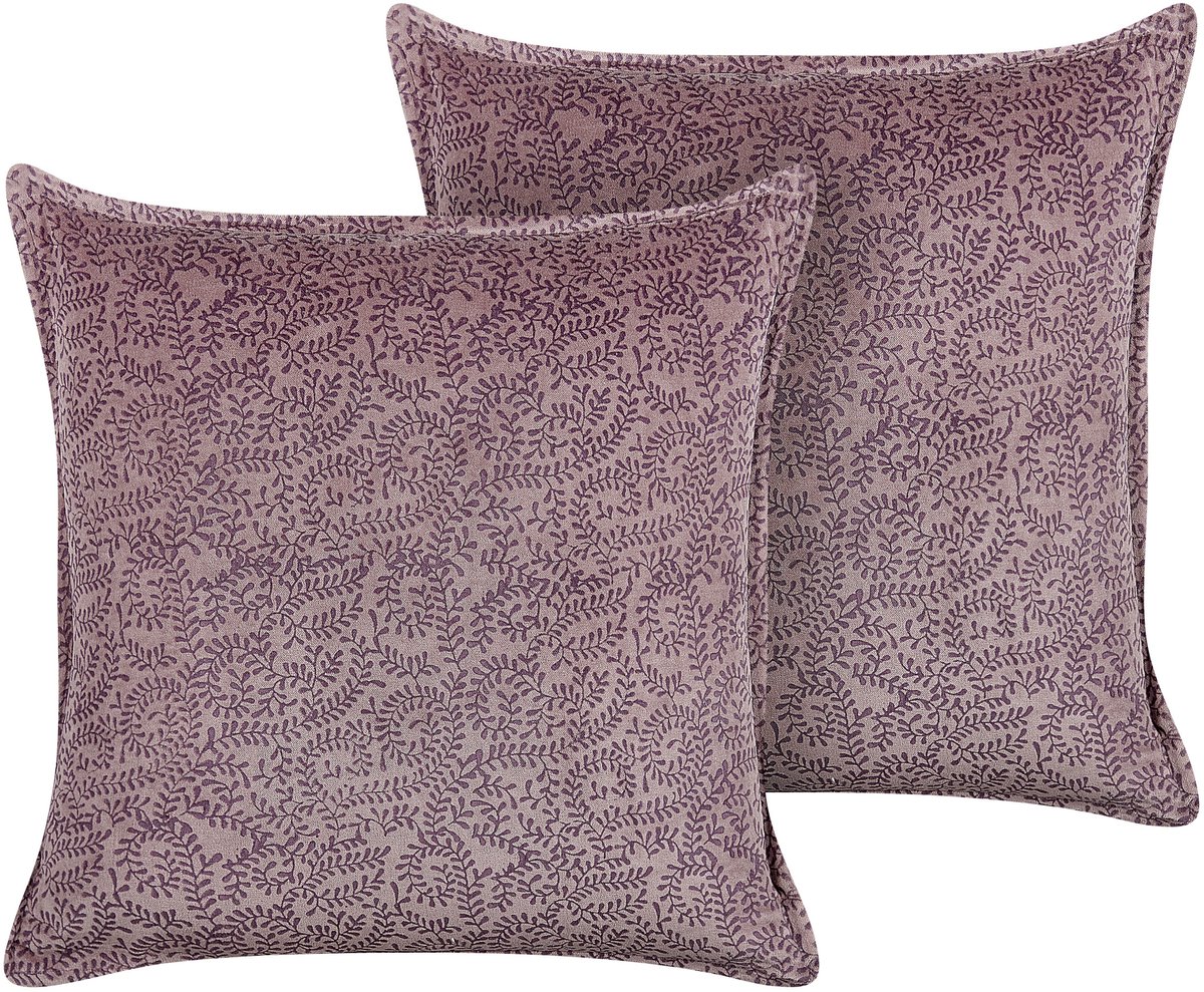 Beliani KALMIA - Sierkussen set van 2 - Roze - 45 x 45 cm - Fluweel