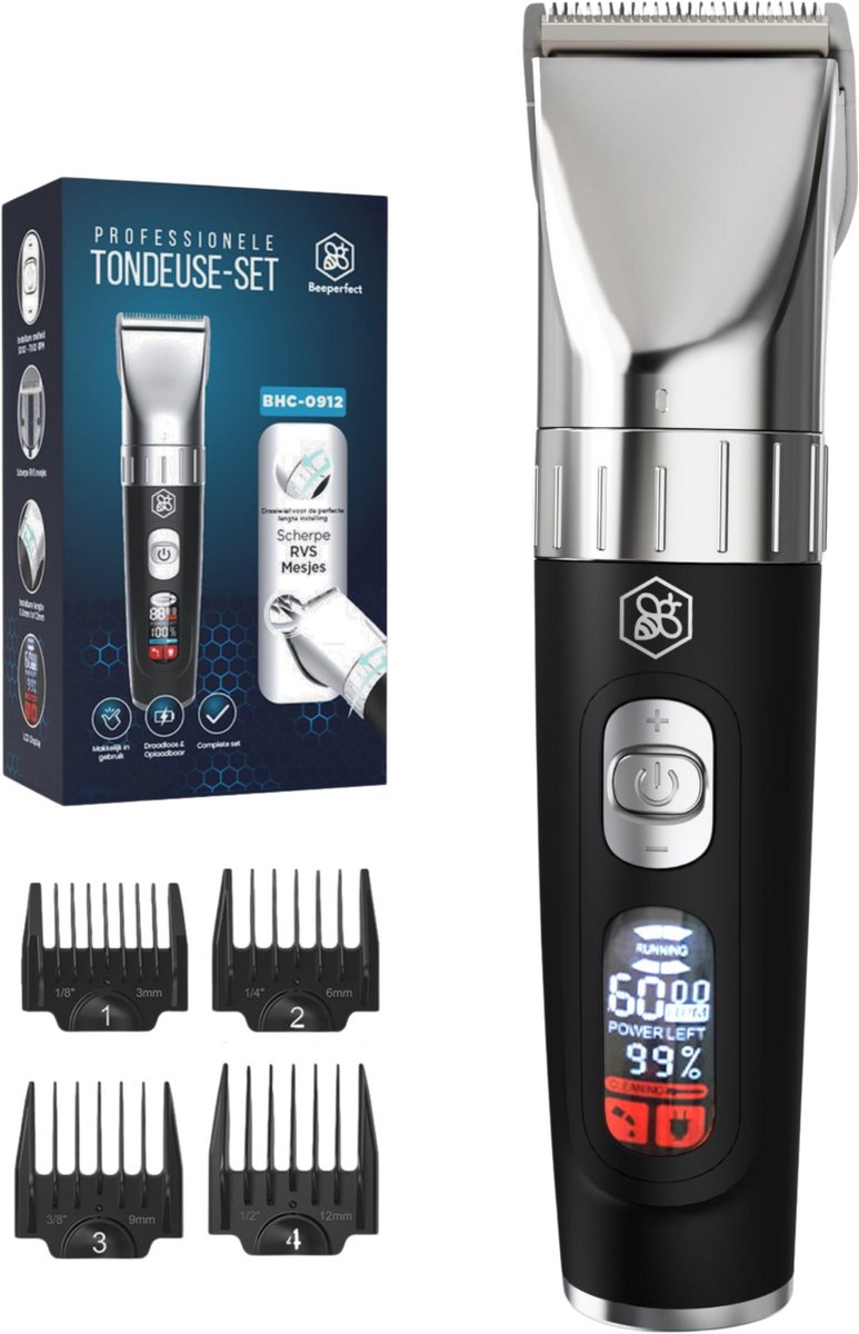 Beeperfect® Professionele Tondeuse Mannen - Draadloos - Haartrimmer - Tondeuse Hoofdhaar - Kappersmantel - Gratis Kappersset