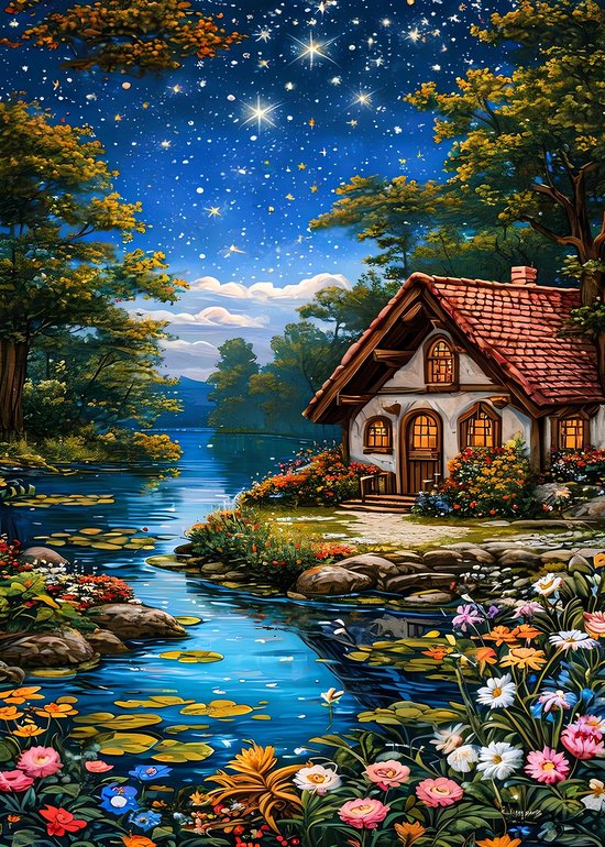5D Diamond Painting Vierkante steentjes - Painting maat 50x70cm - Fluwelen canvas - Volledige bedekking - Complete set - Huis(2)