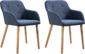 Eetkamerstoelen Stof Blauw 2 STUKS met Armleuning / Eetkamer stoelen / Extra stoelen voor huiskamer / Dineerstoelen / Tafelstoelen / Barstoelen
