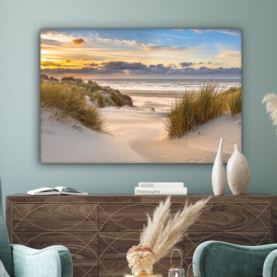 Toile - Plage - Mer - Soleil - Dune - Peintures salon - Chambre - Photo sur toile - Tableaux sur toile naturel120x80 cm