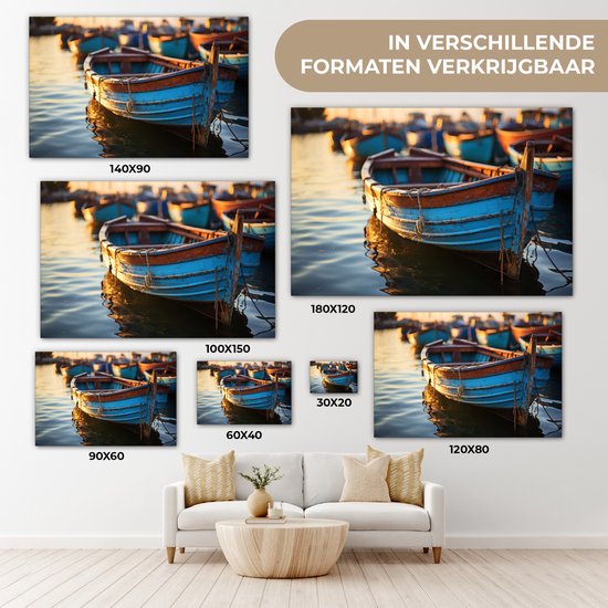 Tableau sur toile 180x120 cm - Décoration murale Bateau - Water - Port - Bois - Maritime - Décoration murale salon - Décoration chambre - Accessoires de chambre - Peintures sur toile