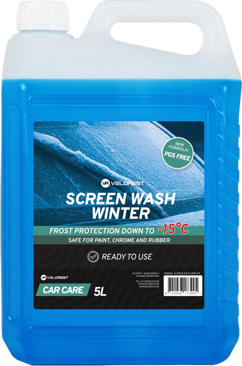Velorest Screen Wash Winter - ruitensproeiervloeistof auto - 5L - vorstbescherming tot -15°C