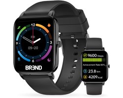 Smartwatch voor Dames en Heren - Stappenteller, Bloeddrukmeter en Hartslagmeter - Sporthorloge - Spatwaterdicht – Zwart - BREND BR-2223
