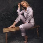 Cadeau Saint Valentin pour elle - Pyjama satin dames, rose mauve, taille M/L satin super doux, Cadeau Uniek femme,