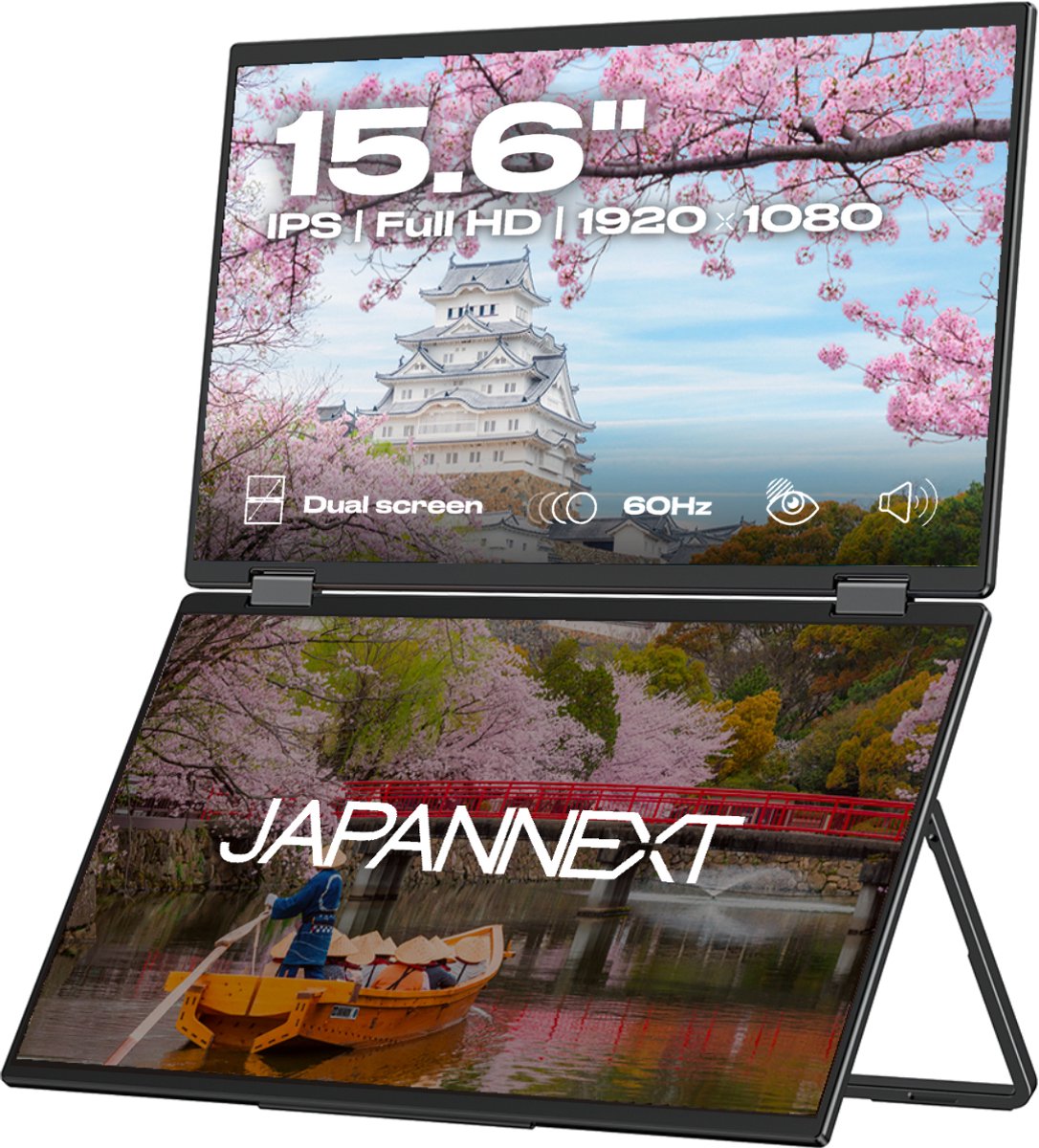 JAPANNEXT Dual Portable Monitor 15.6"(x2) IPS Full HD (1920x1080) | JN-DMD-IPS156F