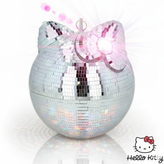 Hello Kitty Discobal XL - Spiegelbol met Ophanghaak 27 x 25 x 25 cm - Disco Speelgoed voor Kinderen - Discobol - Hello Kitty Producten - Cadeau voor Meisjes - Spiegelbal - 6, 7, 8, 9, 10, 11, 12, 13, 14, 15, 16+ Jaar - Zilver