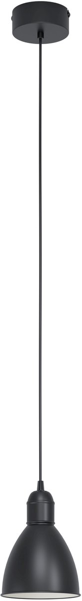 Bol.com EGLO Vintage Priddy hanglamp - 1 Lichts - Ø15.5 cm - Zwart, Wit aanbieding
