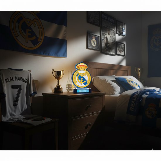 Real Madrid 3D Wekkerlamp - LED Nachtlamp met Alarm - Club Anthem Geluid - 15×15×25 cm - Officiële Voetbal Cadeau van Real Madrid — afbeelding 3