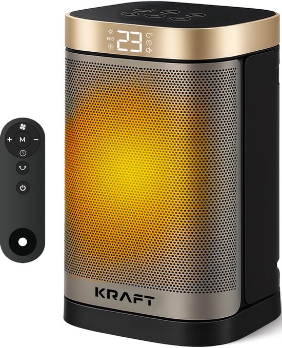 KRAFT Elektrische Kachel - Keramische Ventilatorkachel - Heater - Verwarming Electrisch - 1500W - 70° Draaifunctie