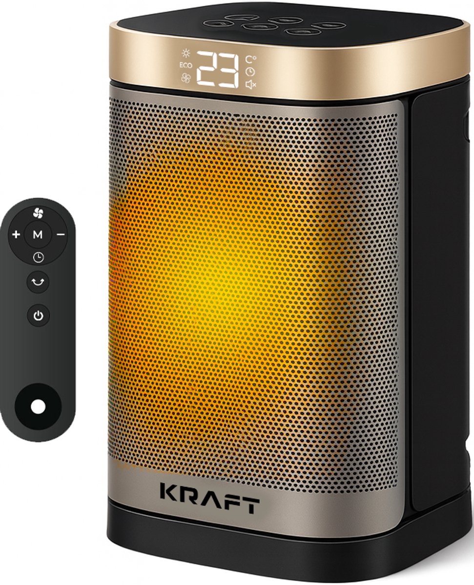 KRAFT Elektrische Kachel - Keramische Ventilatorkachel - Heater - Verwarming Electrisch - 1500W - 70° Draaifunctie