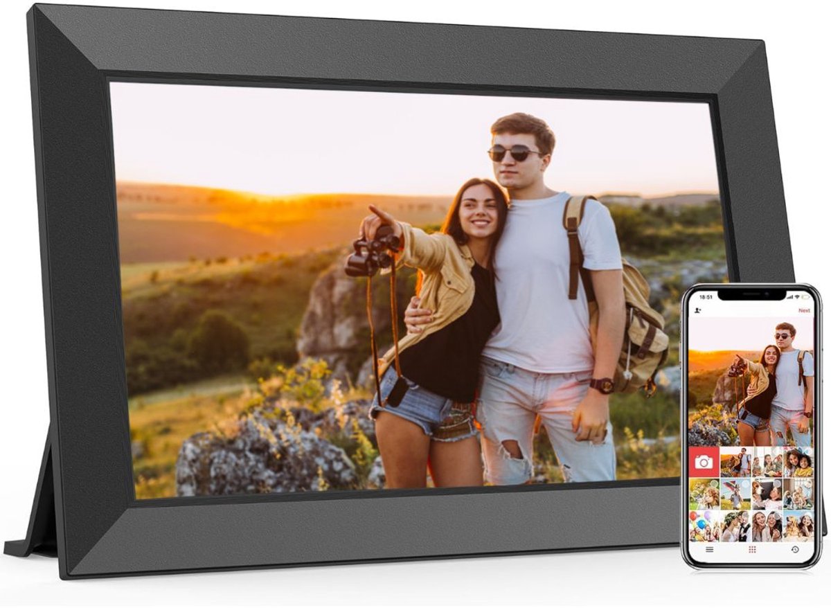 Digitale Fotolijst met Wifi - Fotolijsten - Frameo App - HD Kwaliteit - Zwart