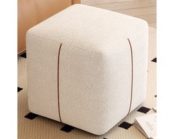 Poufs Guyii Meubella, Tabouret bas carré, tabouret de maquillage moderne, pouf beige, repose-pieds rembourré, adapté au salon, à la chambre, au hall.