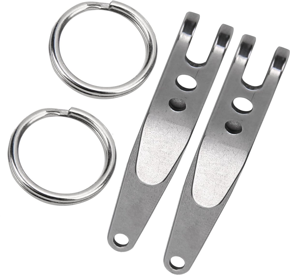 Hanging Pocket Clip, 2 Piece Stainless Steel Outdoor Belt Clip Mini Hanging Clip with Keychain