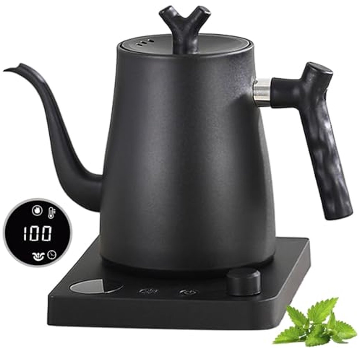 Elektrische waterkoker met zwanenhals en temperatuurinstelling, 1,0 liter, roestvrij staal, 1000W, 40-100 °C