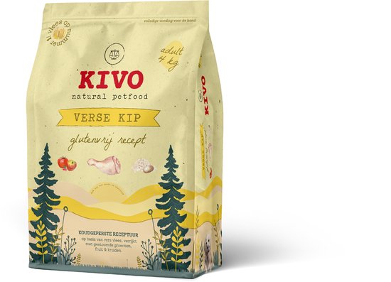 Kivo Petfood Hondenbrokken Verse Kip - 4 kg - Koudgeperst - Glutenvrij