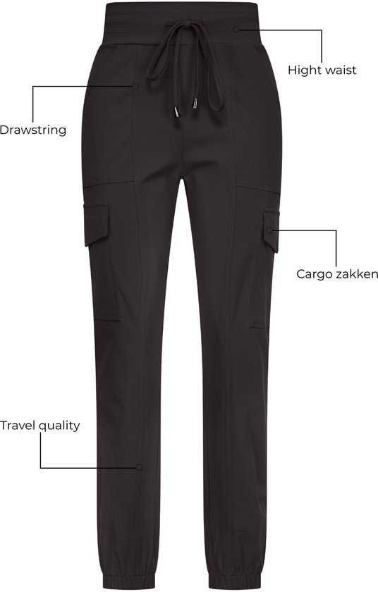 Mi Piace Travelstof Dames Broek Cargo - Zwart - Maat XXL/44 - 202307