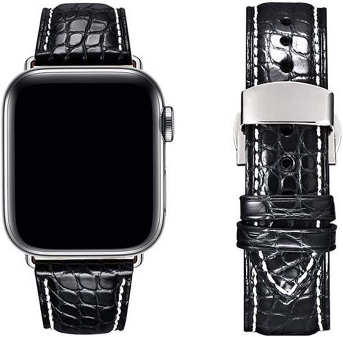 Krokodillenband - Compatibel met Apple Watch 38mm/40mm - Echte Alligatorleren Vervangband voor iWatch Series 5,4,3,2,1 - Zakelijke Polsband