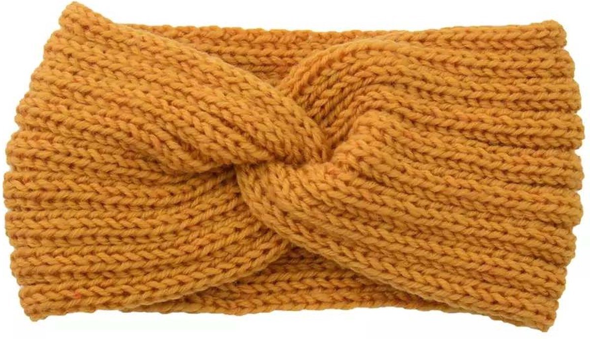 Ulanax - Winter Fashion - Haarband Geel oker - Hoofdband - Oorwarmers - Warme Gebreide Hoofdband