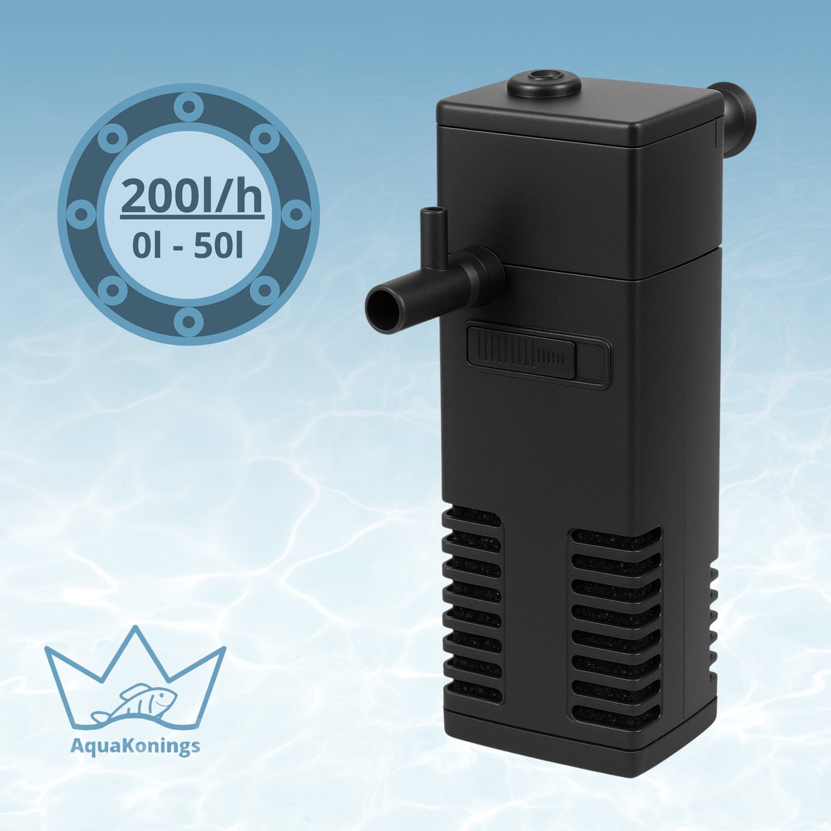 AquaKonings - Aquariumfilter 200L/H 0L-50L – Aquarium filter pomp – Zuurstofpomp aquarium - Aquarium pomp met filter