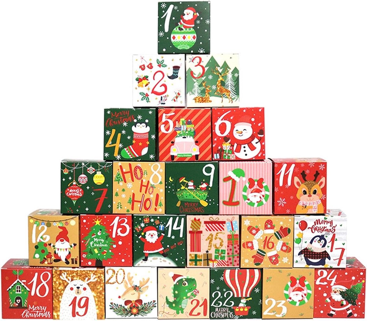 24-pack kerstaftelgeschenkdozen 2024 - 24-daagse aftelkalender voor volwassenen en kinderen - Maak en vul uw eigen