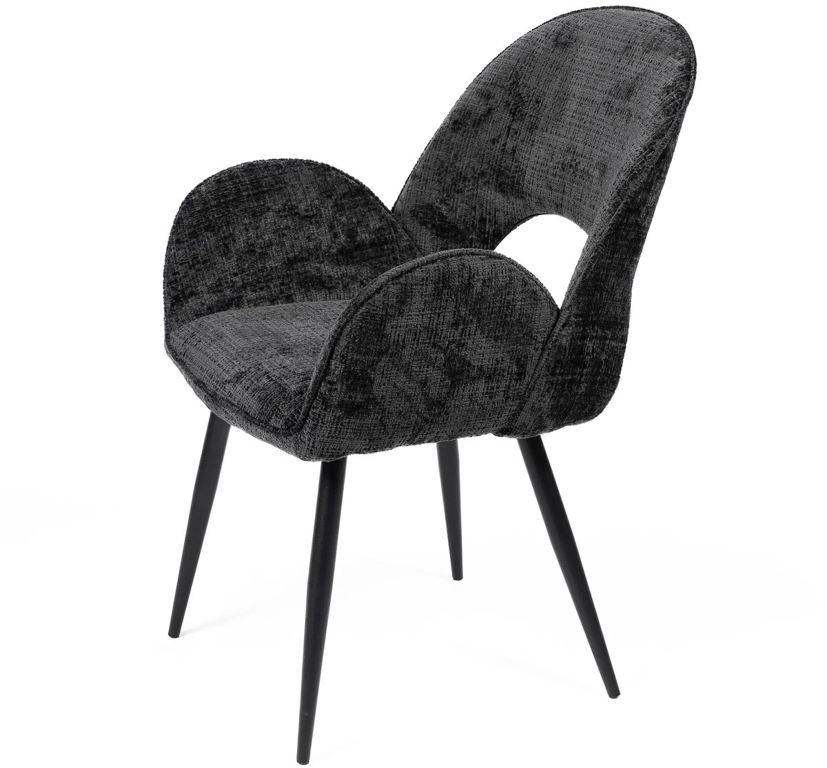 DepotHome - Dante donkergrijs - Set van 2 eetkamerstoelen - Zwarte metalen onderstel