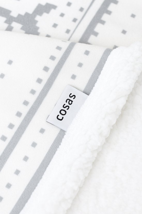 Fleece Deken met Mouwen - Hoodie Deken - Hoodie Blanket - Huggle Hoodie - Snuggle Hoodie - Dekens - Plaid met Mouwen - TV Deken - Wit met Grijs - Dames en Heren - Volwassenen - 180x130 cm - Noodpakket - Kerstcadeau - Snuggie Moment