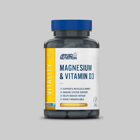 Applied Nutrition Magnesium & Vitamine D3 – 60 capsules – spieren, bot & weerstand - Halal