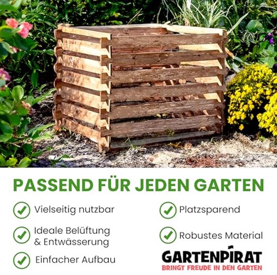 Milieuvriendelijke Compostbak voor de Tuin - Houten Composteerbak 380L ...