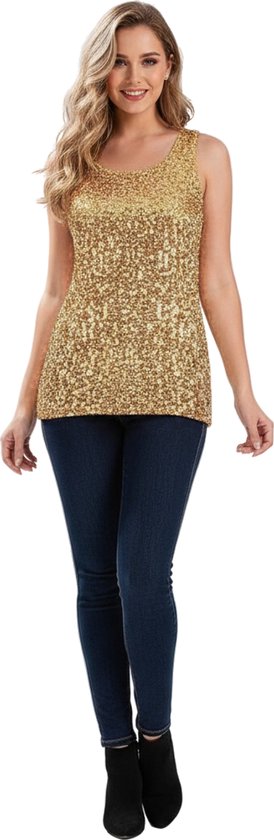 Goud Glitter Hemd Dames - Glinster - Shine - Shirt - Party - Paillet - Top